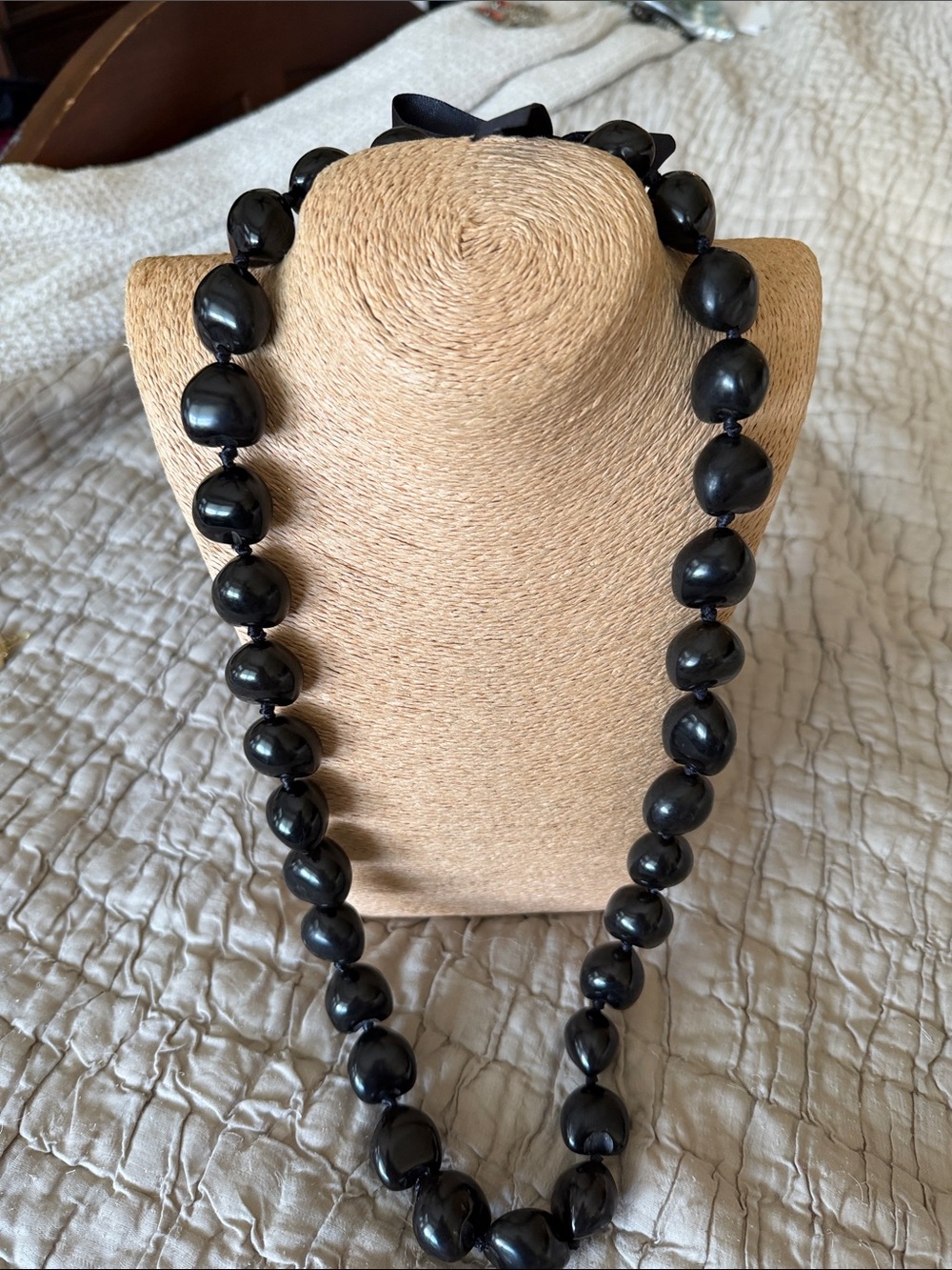 Polished Black Hawaiian kakui nuts Necklace
